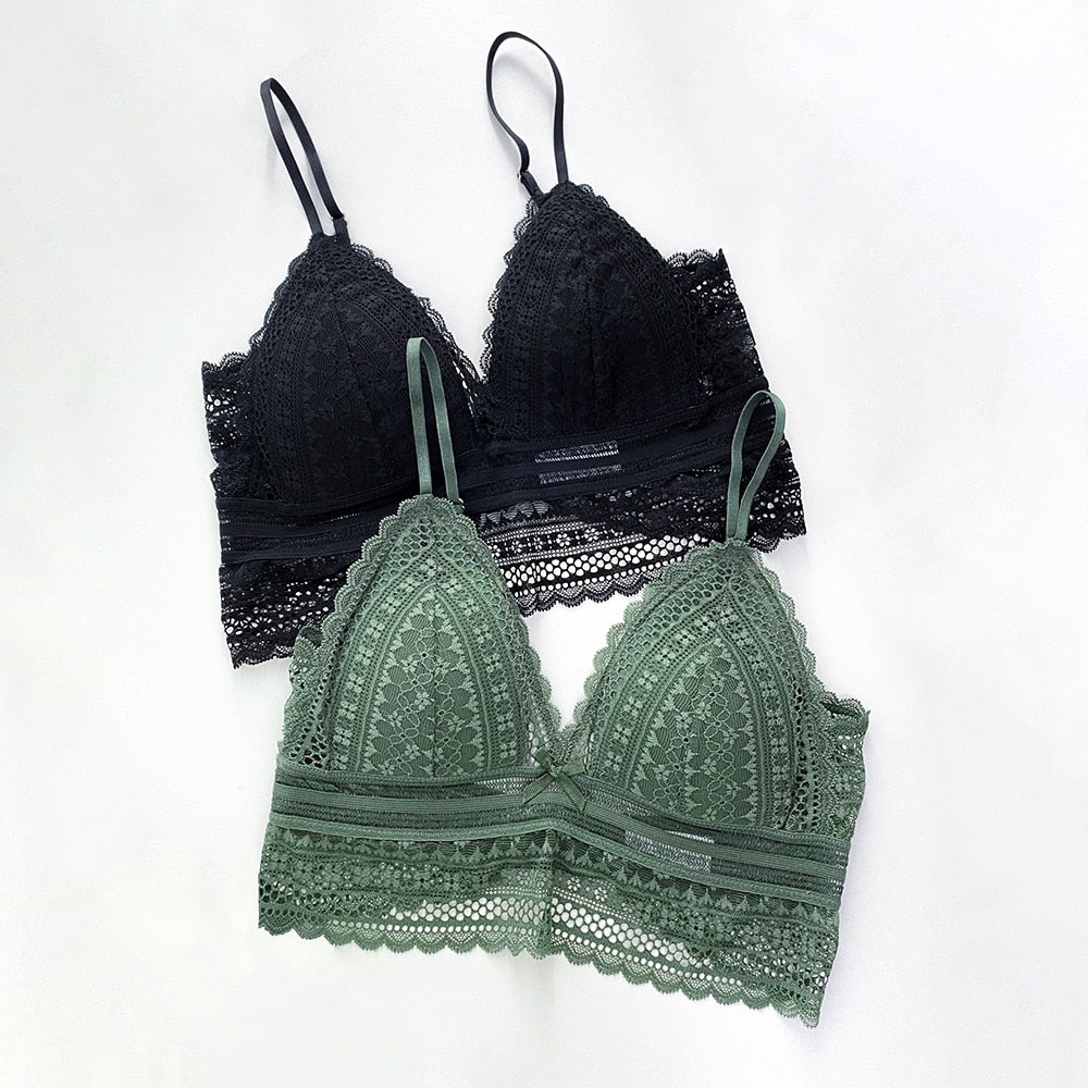 Back-Free Lace Bra | Women's Triangle Bralette | Soft Lace | Wireless Adjustable Lingerie | Comfortable Everyday Bra | Steven & Levon