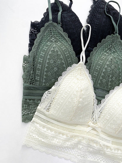 Back-Free Lace Bra | Women's Triangle Bralette | Soft Lace | Wireless Adjustable Lingerie | Comfortable Everyday Bra | Steven & Levon