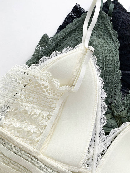 Back-Free Lace Bra | Women's Triangle Bralette | Soft Lace | Wireless Adjustable Lingerie | Comfortable Everyday Bra | Steven & Levon