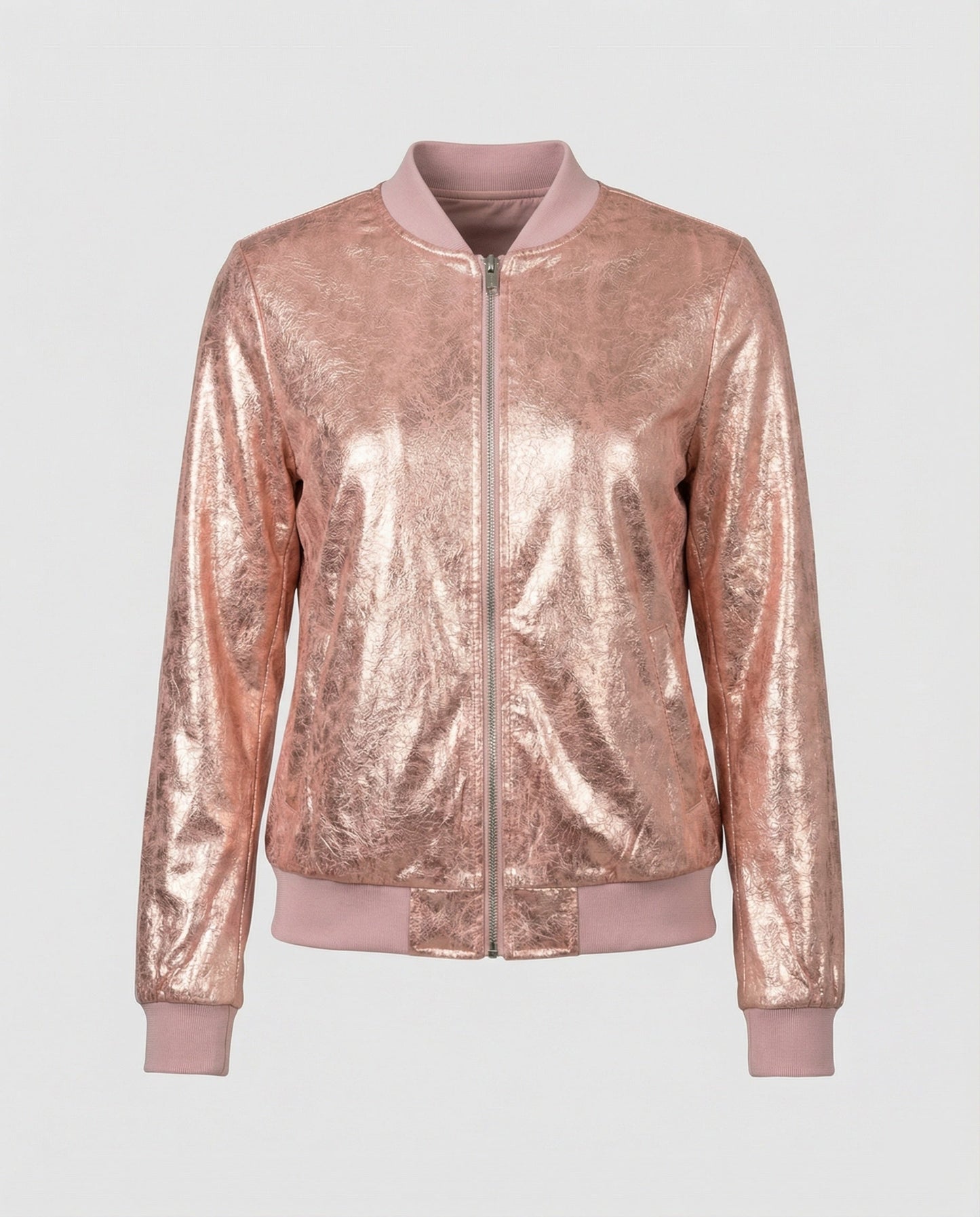 Shiny Bomber Jacket | Women | Zip Front | Lightweight Outerwear | Steven & Levon