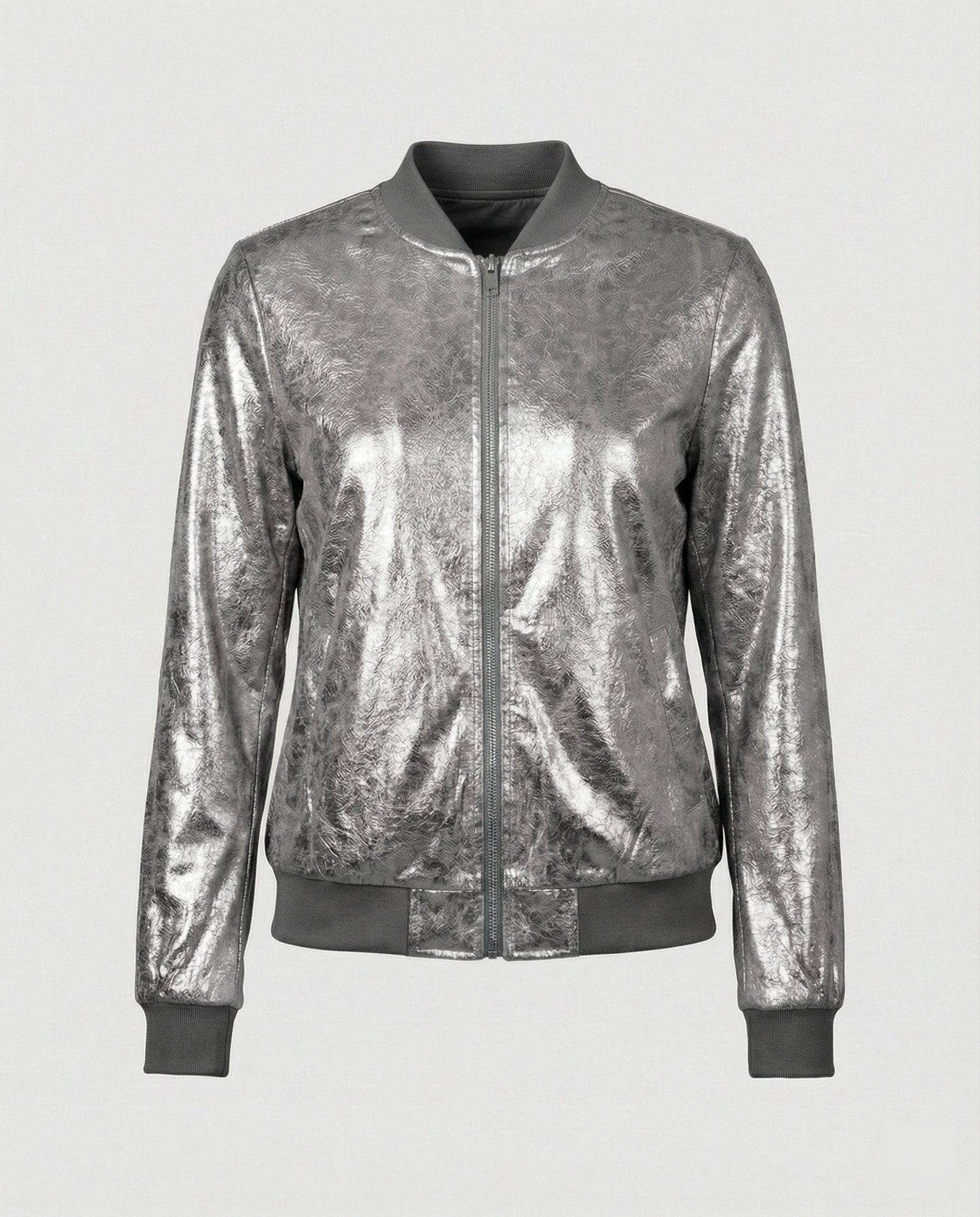 Shiny Bomber Jacket | Women | Zip Front | Lightweight Outerwear | Steven & Levon