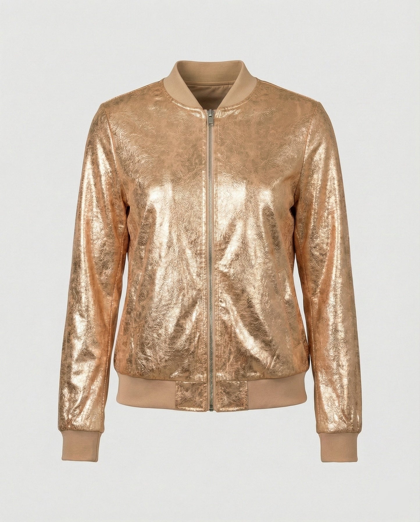 Shiny Bomber Jacket | Women | Zip Front | Lightweight Outerwear | Steven & Levon