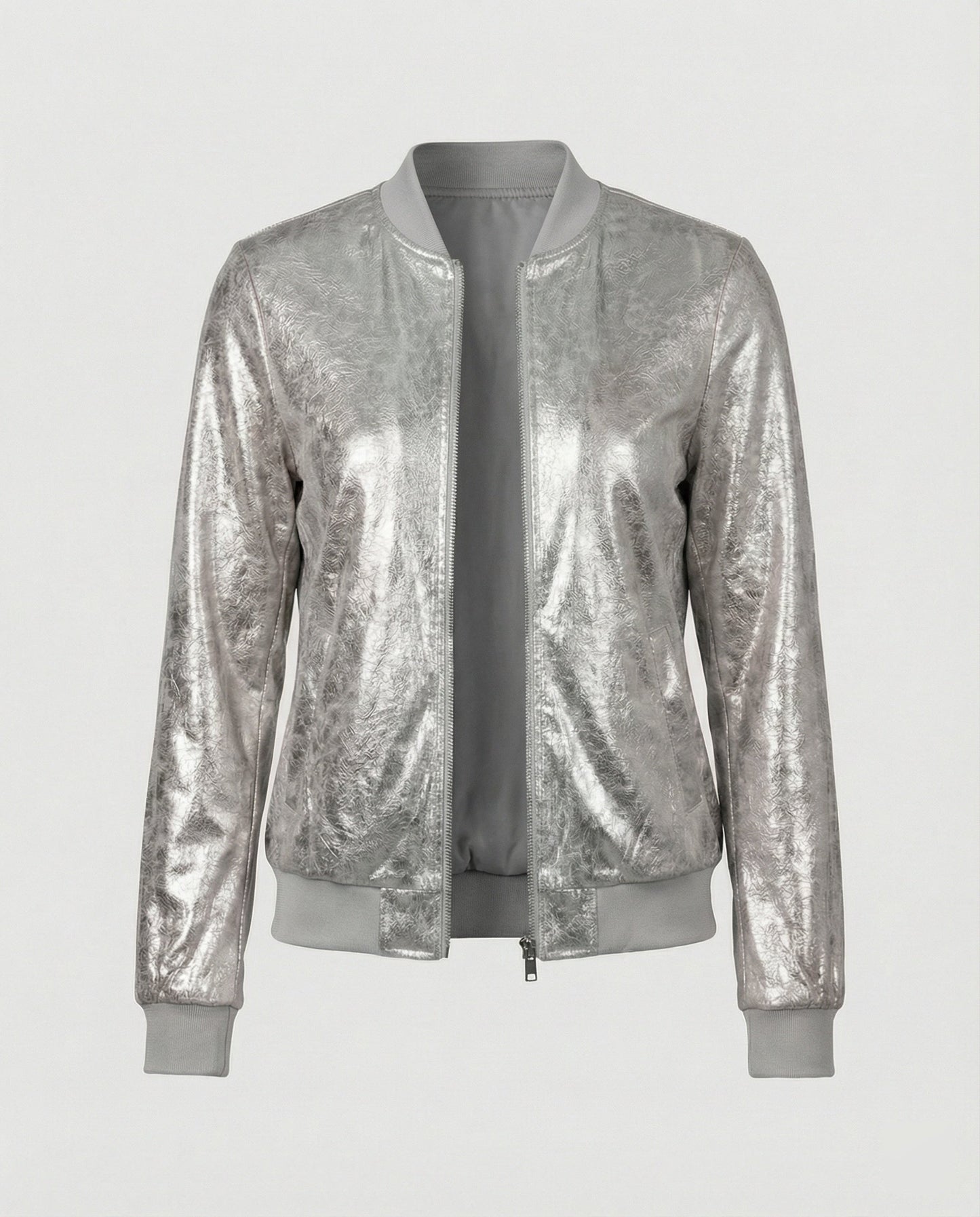 Shiny Bomber Jacket | Women | Zip Front | Lightweight Outerwear | Steven & Levon