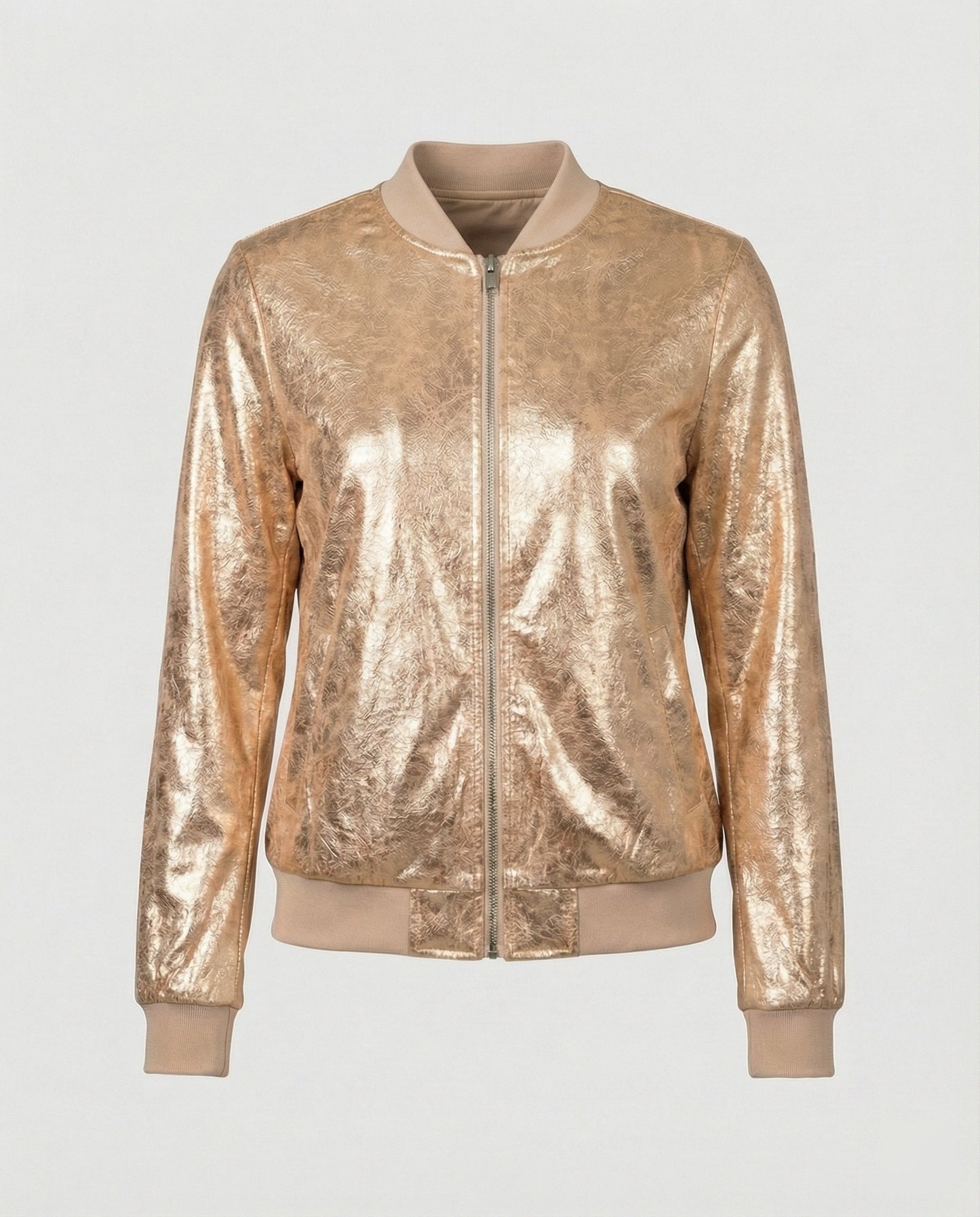 Shiny Bomber Jacket | Women | Zip Front | Lightweight Outerwear | Steven & Levon