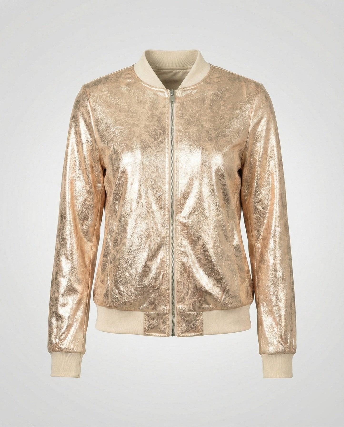 Shiny Bomber Jacket | Women | Zip Front | Lightweight Outerwear | Steven & Levon