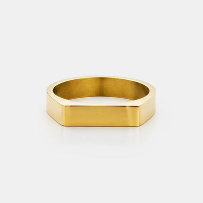 Rectangle Signet Ring | Gold, Silver or Black | Unisex | Stainless Steel | Polished Finish | Steven & Levon