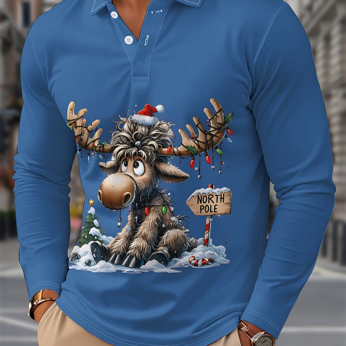 Reindeer Print Shirt | Men's Long Sleeve | Festive Christmas Style | Steven & Levon