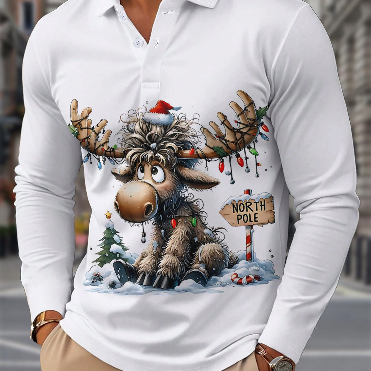 Reindeer Print Shirt | Men's Long Sleeve | Festive Christmas Style | Steven & Levon