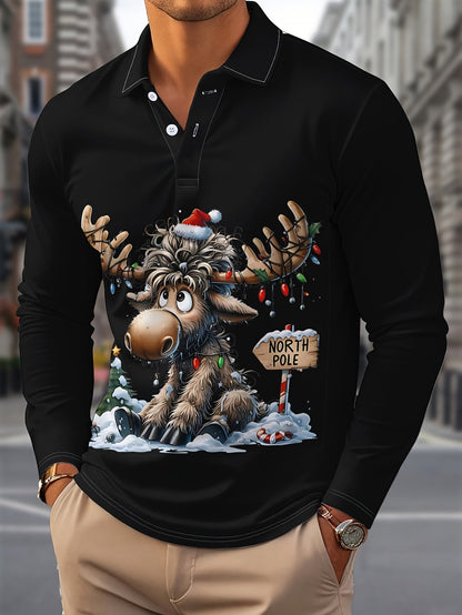 Reindeer Print Shirt | Men's Long Sleeve | Festive Christmas Style | Steven & Levon