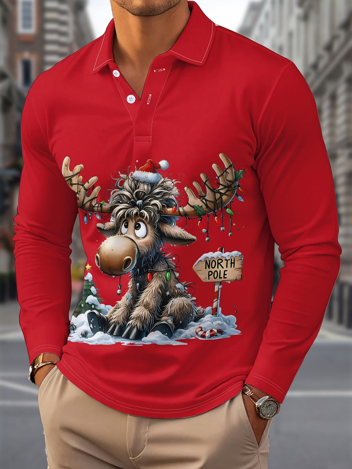 Reindeer Print Shirt | Men's Long Sleeve | Festive Christmas Style | Steven & Levon