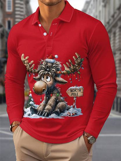 Reindeer Print Shirt | Men's Long Sleeve | Festive Christmas Style | Steven & Levon
