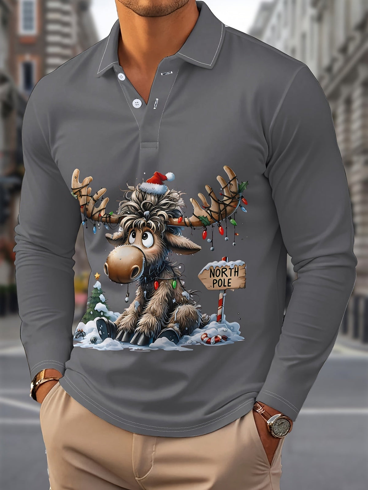 Reindeer Print Shirt | Men's Long Sleeve | Festive Christmas Style | Steven & Levon