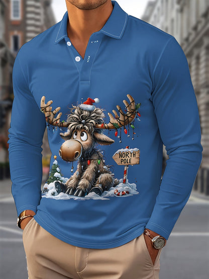 Reindeer Print Shirt | Men's Long Sleeve | Festive Christmas Style | Steven & Levon