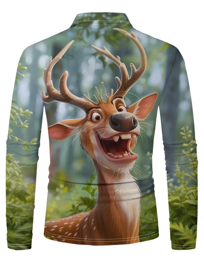 Reindeer Print Shirt | Men's Long Sleeve | Festive Christmas Style | Steven & Levon