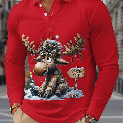 Reindeer Print Shirt | Men's Long Sleeve | Festive Christmas Style | Steven & Levon