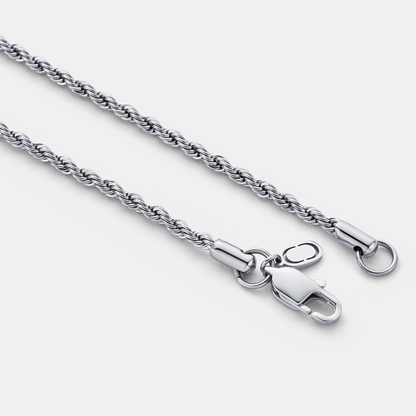 Silver Rope Chain | Men | 3mm Stainless Steel | Twisted Design | Statement Necklace | Steven & Levon
