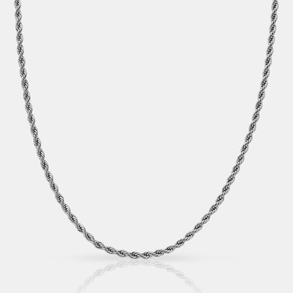 Silver Rope Chain | Men | 3mm Stainless Steel | Twisted Design | Statement Necklace | Steven & Levon
