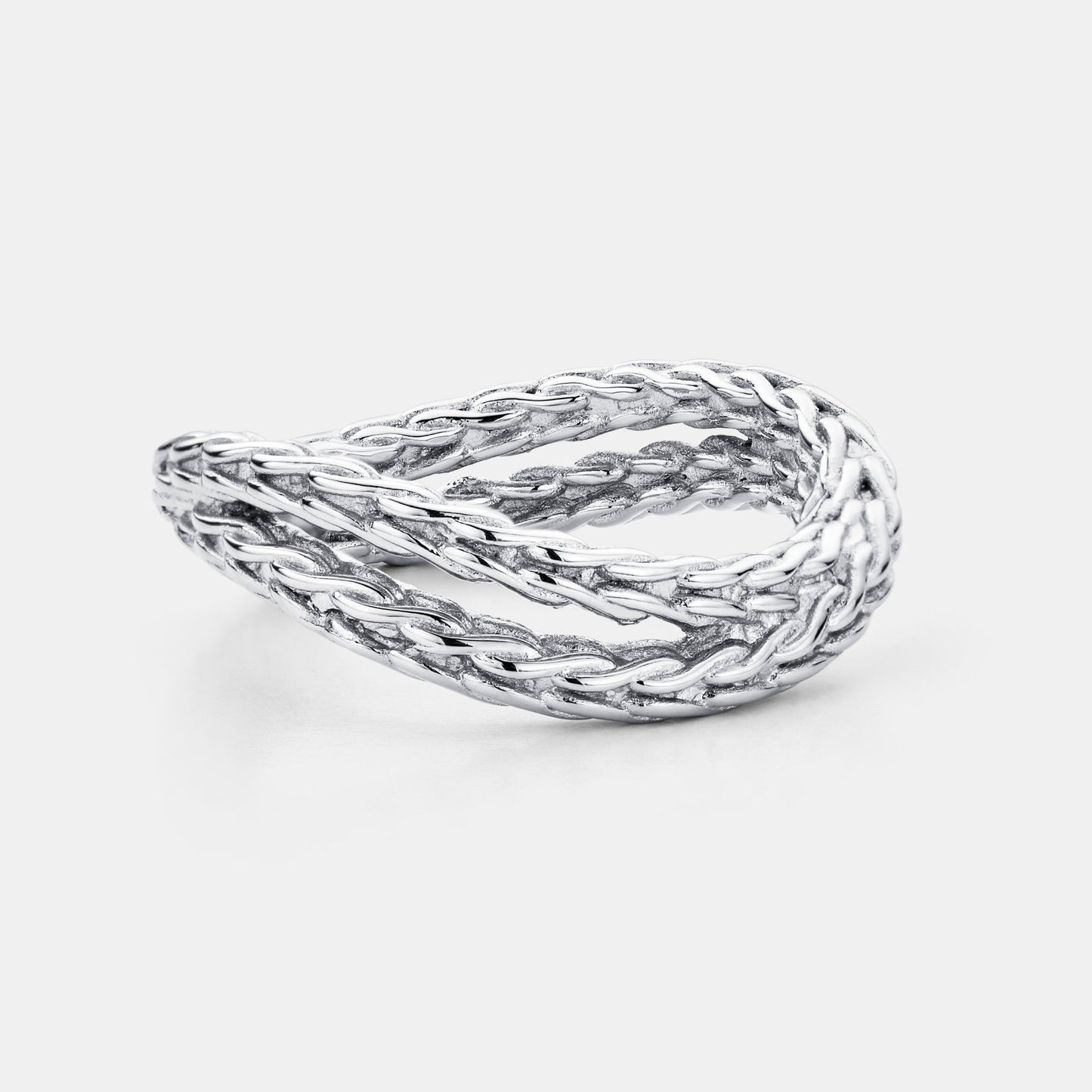 Rope Wrap Ring | Silver | Unisex | Stainless Steel | Twisted Design | Steven & Levon