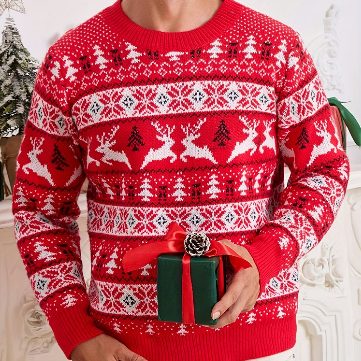 Reindeer Knit Jumper | Men's Festive Holiday Sweater | Christmas Design | Steven & Levon