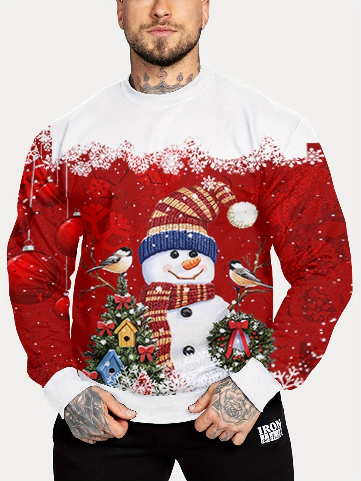 Santa & Reindeer Sweatshirt | Men's Crewneck | Festive Holiday Pullover | Steven & Levon