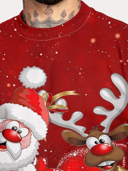 Santa & Reindeer Sweatshirt | Men's Crewneck | Festive Holiday Pullover | Steven & Levon