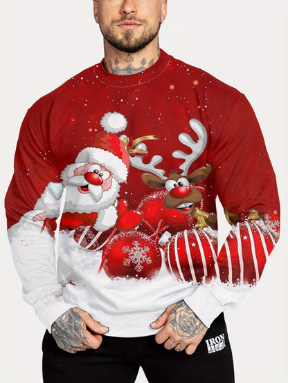 Santa & Reindeer Sweatshirt | Men's Crewneck | Festive Holiday Pullover | Steven & Levon