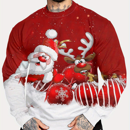Santa & Reindeer Sweatshirt | Men's Crewneck | Festive Holiday Pullover | Steven & Levon