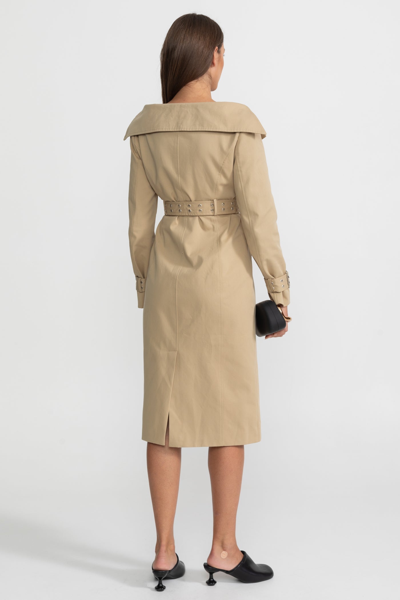 Off-Shoulder Double-Trench Coat | Women | Off-Shoulder | Double-Breasted | Belted Waist | Khaki | Steven & LevonTrench Coat Dress With Belted Waist – Brown