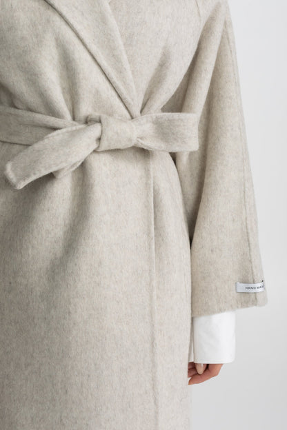 Midi Coat | Women | High Neck | Belted | Beige | Winter Overcoat | Steven & Levon
