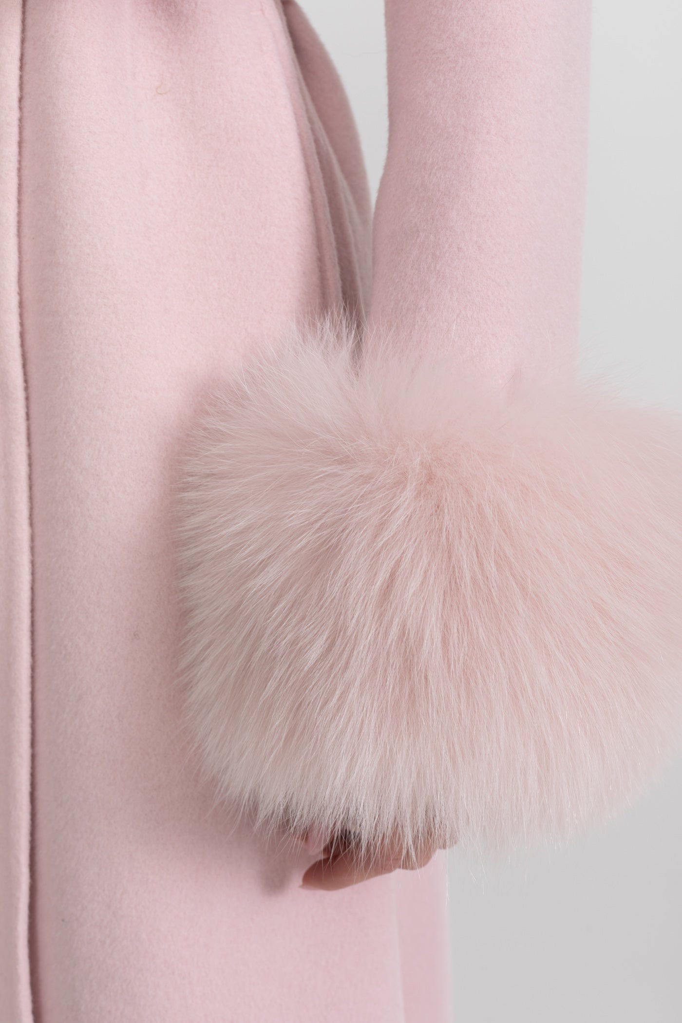 Wool Coat | Women | Fox Fur Cuffs | Cape Overlay | Embellished | Pink | Steven & Levon`