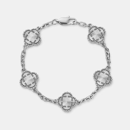 Clover Bracelet | Men | Stainless Steel | Silver & Gold | Four Leaf Design | Adjustable Fit | Steven & Levon