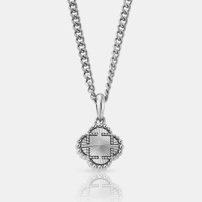 Silver Clover Pendant | Men | Stainless Steel | Four Leaf Design | Gift Jewellery | Steven & Levon