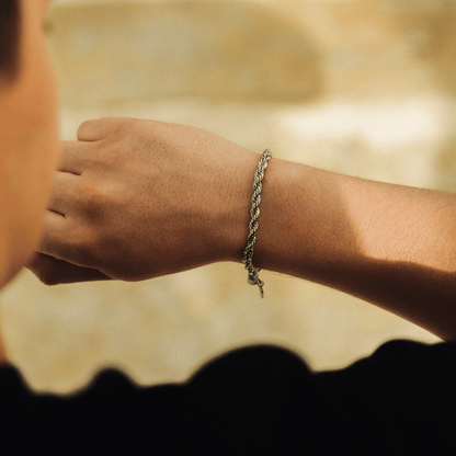 Rope Bracelet | Men | Stainless Steel | Silver, Gold & Rose Gold | 5mm Twisted Chain | Steven & Levon