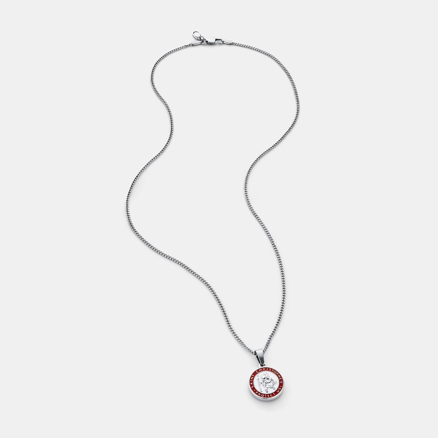 Silver Saint Christopher Pendant | Men | Stainless Steel | Enamel Religious Jewellery | Steven & Levon