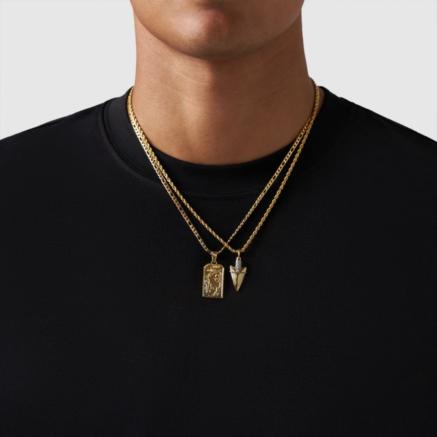 Gold Pendant Set | Unisex | Stainless Steel | Customisable Jewellery | Layered Necklace Set | Steven & Levon