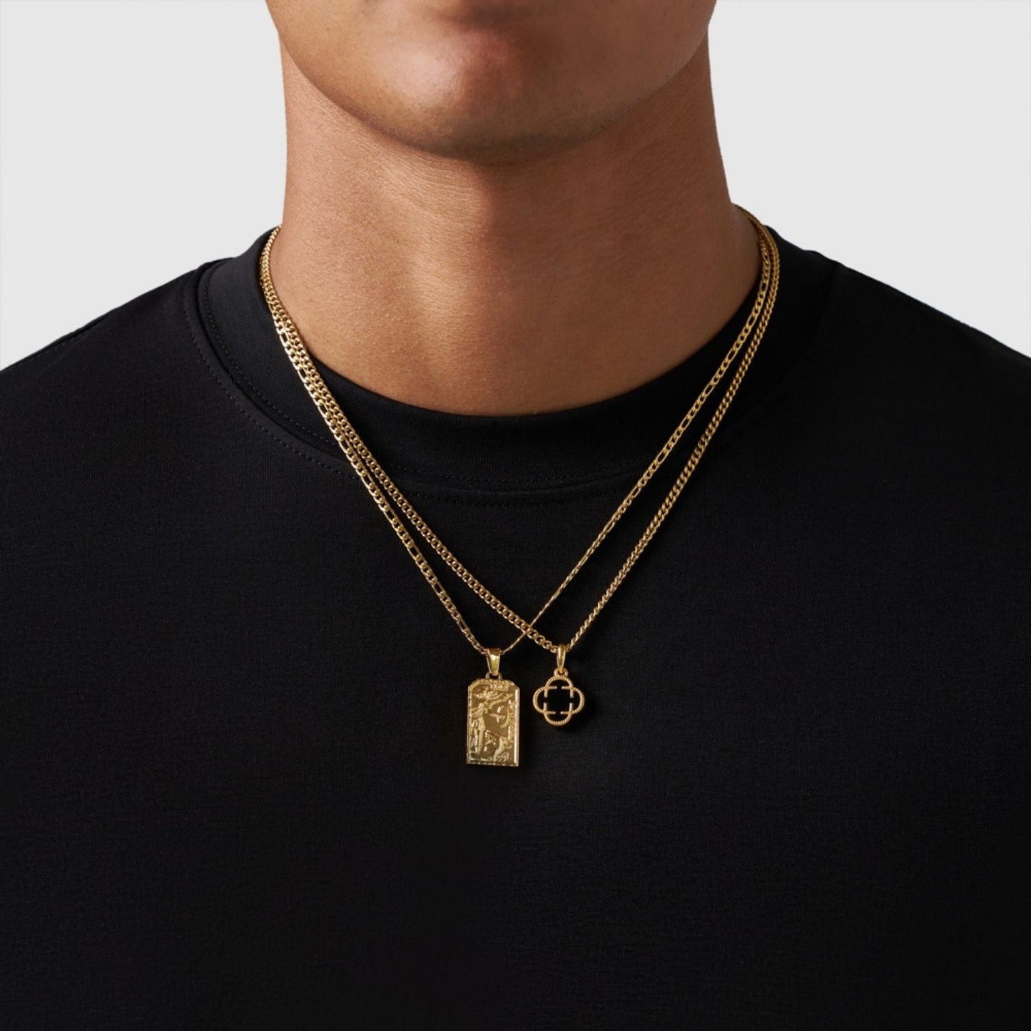 Gold Pendant Set | Unisex | Stainless Steel | Customisable Jewellery | Layered Necklace Set | Steven & Levon
