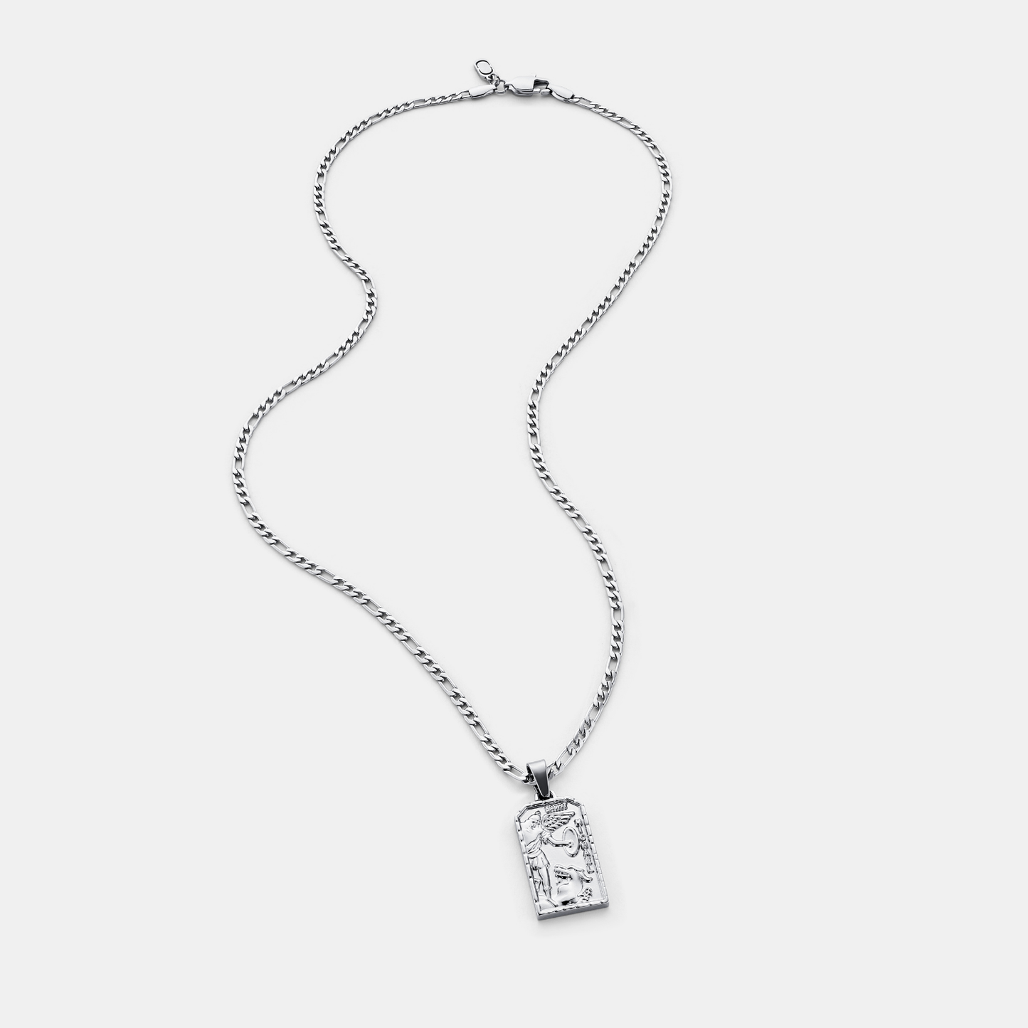 Silver St Michael Pendant | Men | Stainless Steel | Religious Design | Necklace | Steven & Levon