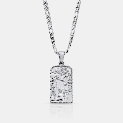 Silver St Michael Pendant | Men | Stainless Steel | Religious Design | Necklace | Steven & Levon