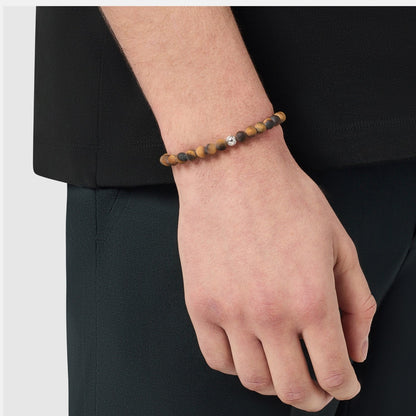 Tiger's Eye Lock Bracelet | Men | Tiger's Eye & Gold or Silver | Adjustable Bracelet | Steven & Levon