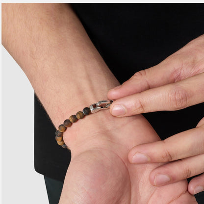 Tiger's Eye Lock Bracelet | Men | Tiger's Eye & Gold or Silver | Adjustable Bracelet | Steven & Levon