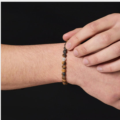 Tiger's Eye Lock Bracelet | Men | Tiger's Eye & Gold or Silver | Adjustable Bracelet | Steven & Levon