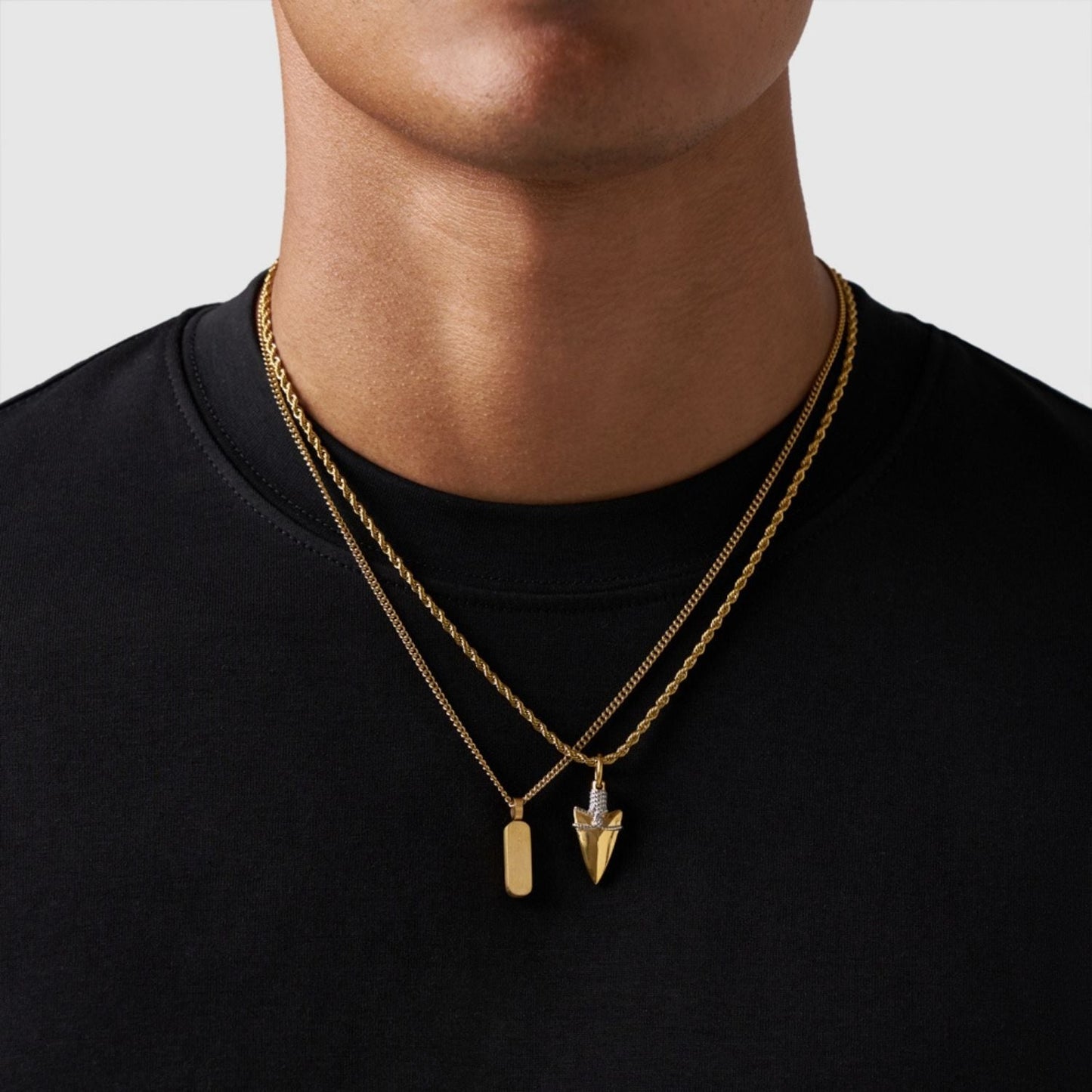 Gold Pendant Set | Unisex | Stainless Steel | Customisable Jewellery | Layered Necklace Set | Steven & Levon