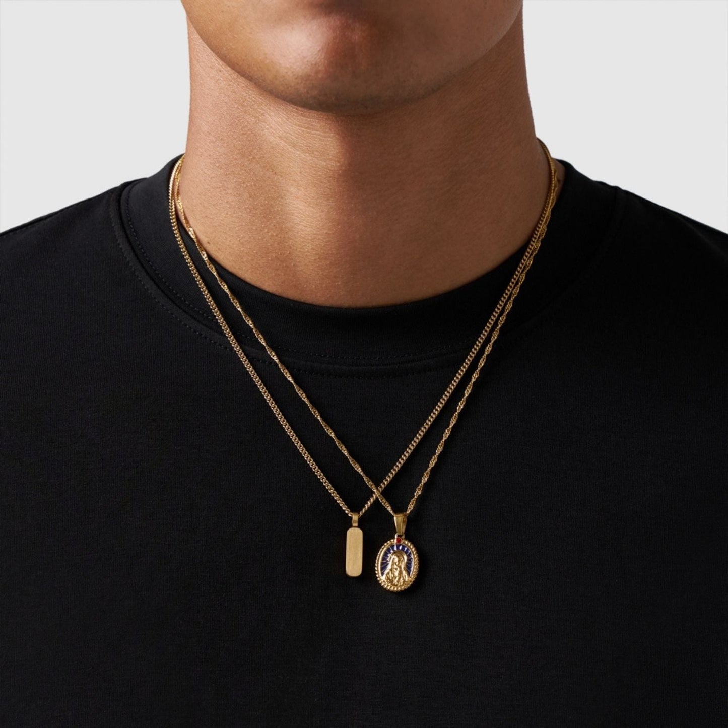 Gold Pendant Set | Unisex | Stainless Steel | Customisable Jewellery | Layered Necklace Set | Steven & Levon