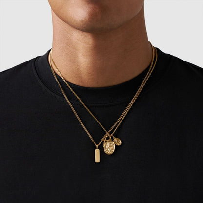 Gold Pendant Set | Unisex | Stainless Steel | Customisable Jewellery | Layered Necklace Set | Steven & Levon