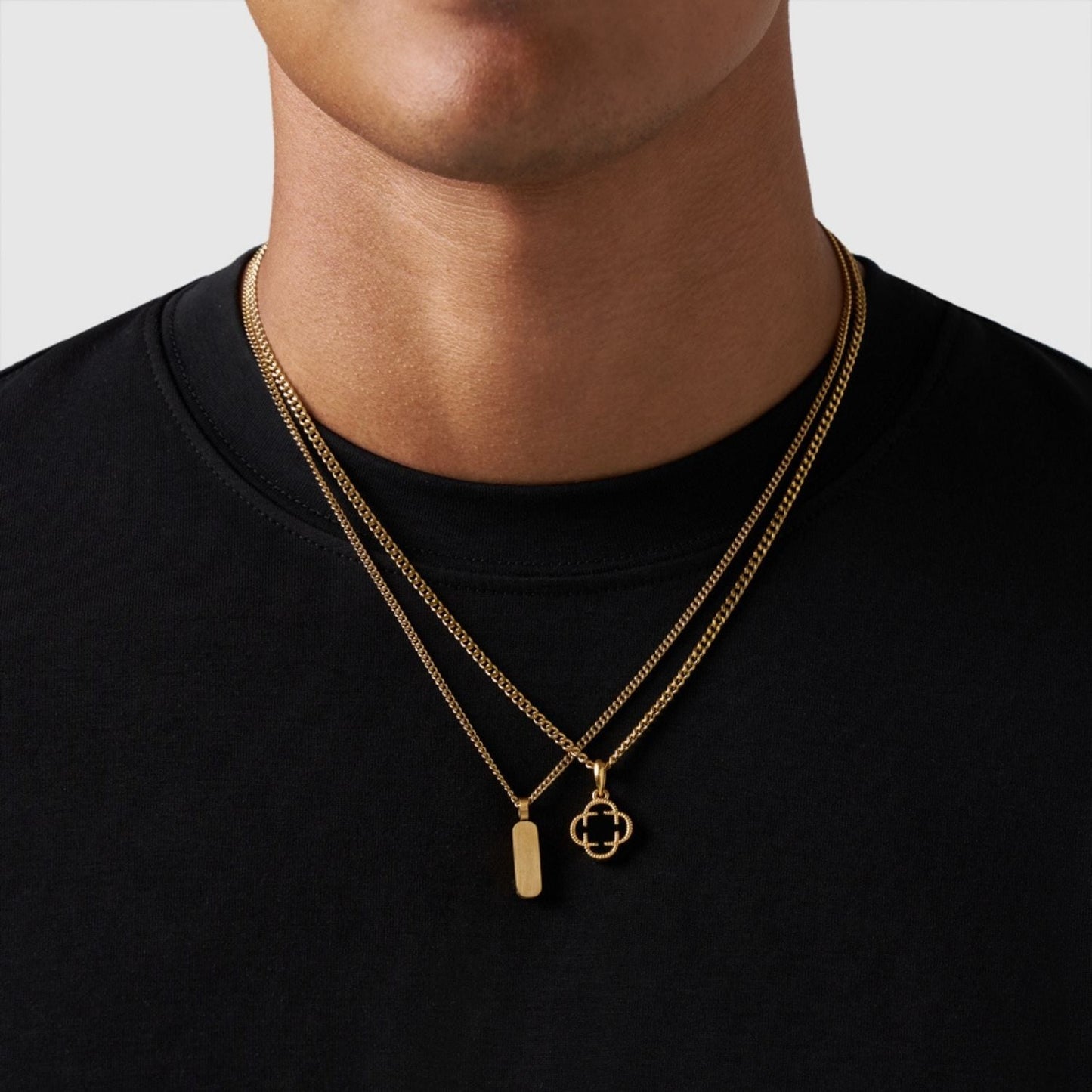 Gold Pendant Set | Unisex | Stainless Steel | Customisable Jewellery | Layered Necklace Set | Steven & Levon