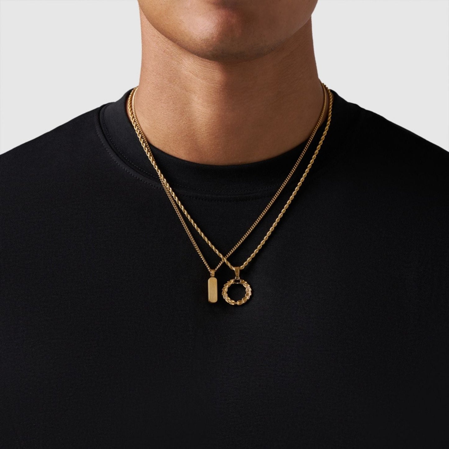 Gold Pendant Set | Unisex | Stainless Steel | Customisable Jewellery | Layered Necklace Set | Steven & Levon