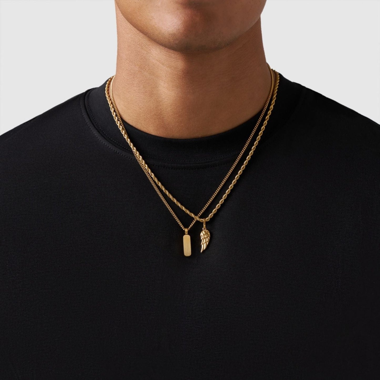 Gold Pendant Set | Unisex | Stainless Steel | Customisable Jewellery | Layered Necklace Set | Steven & Levon