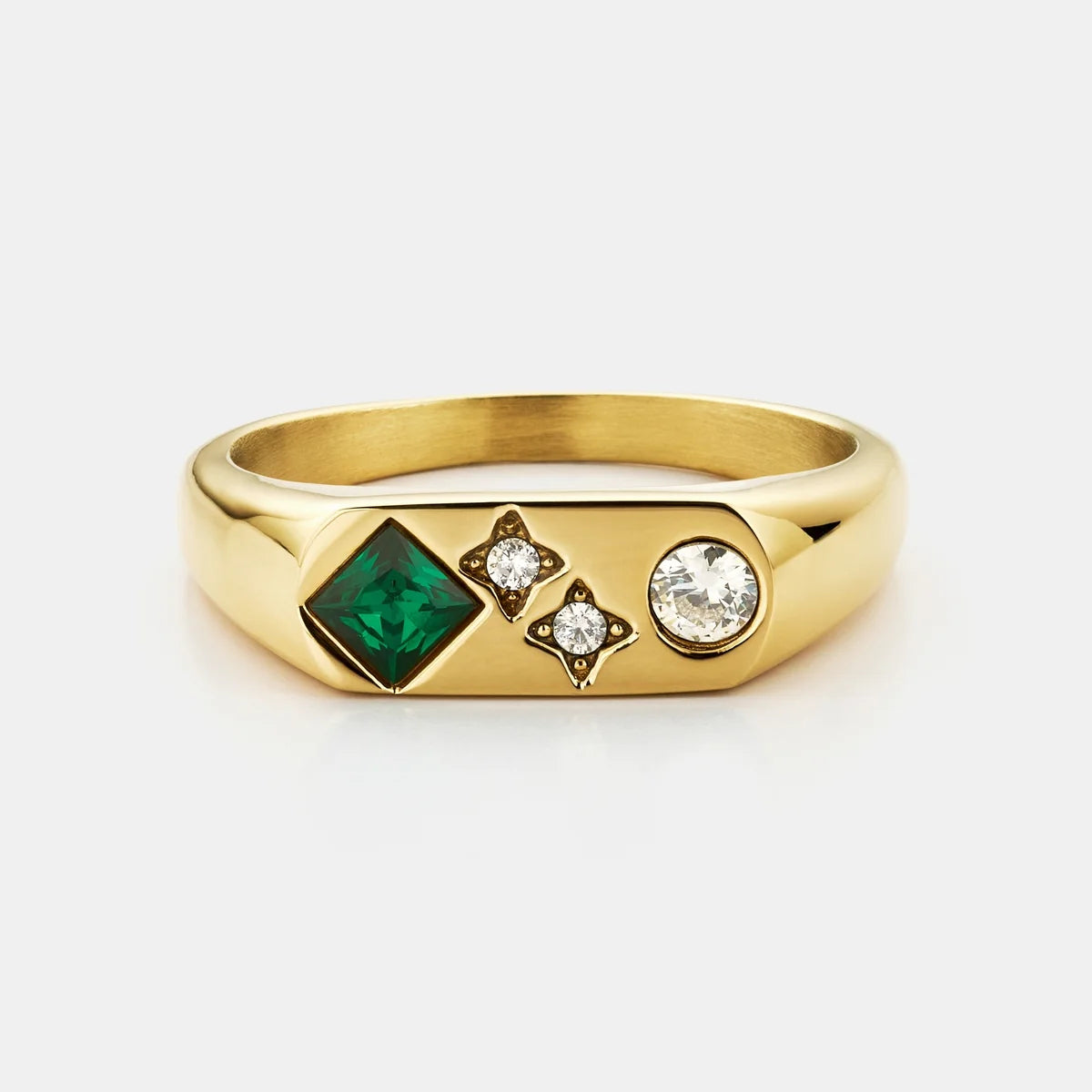 Vintage Stone Signet Ring | Gold or Silver | Unisex | Stainless | Classic Style | Steven & Levon