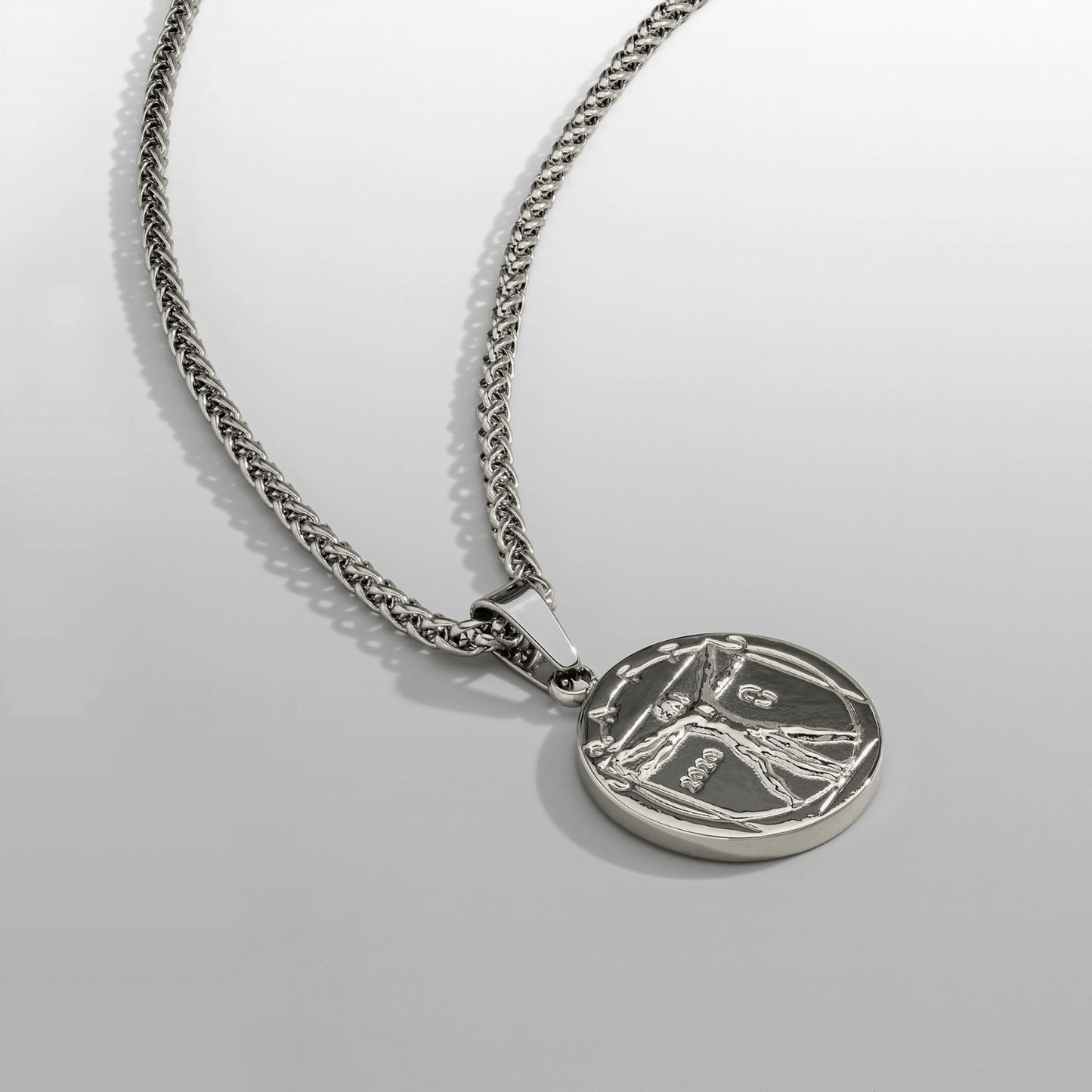 Silver Vitruvian Pendant | Men | Stainless Steel | Artistic Design | Necklace | Steven & Levon
