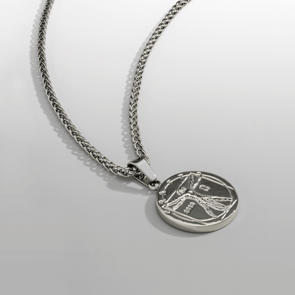 Silver Vitruvian Pendant | Men | Stainless Steel | Artistic Design | Necklace | Steven & Levon